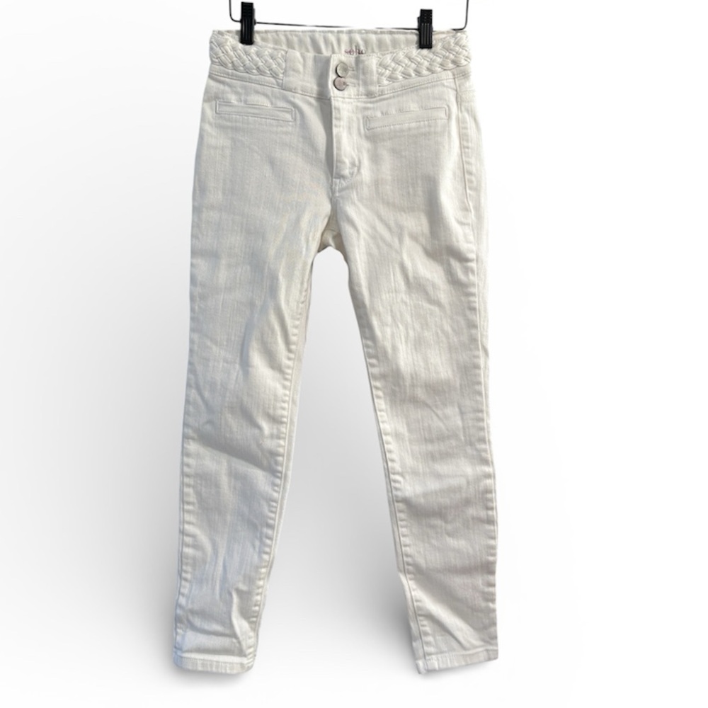 New York & Company Soho White High Waist Ankle Legging Jeans Braided Waist 2